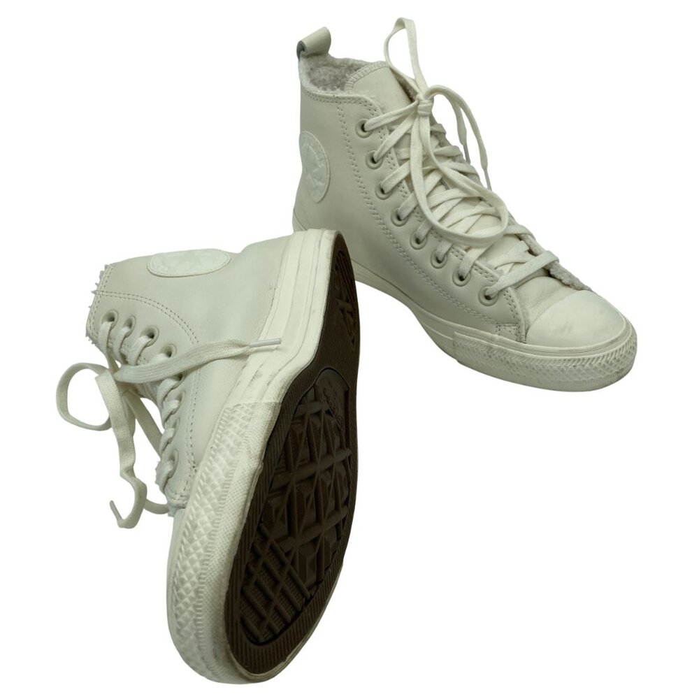Converse Chuck Taylor Leather High Top Sneakers with Faux Fur Lining